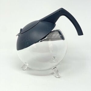 Jenaer Jena Glas GLOBO Tilting Glass Teapot with Lid and Infuser Gray Germany